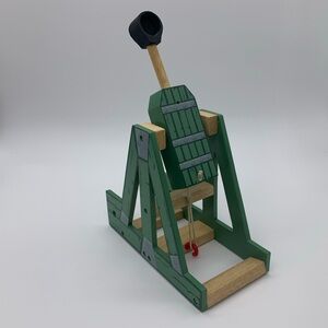 Vintage Medieval Knights Wooden Toy Castle Play Set Catapult Toy Accessory